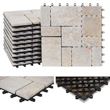 thumbnail of Steinfliese HWC-K70, Bodenfliese Steckfliese Balkon/Terrasse Naturstein, 11x je 30x30cm = 1m² ~ weiß