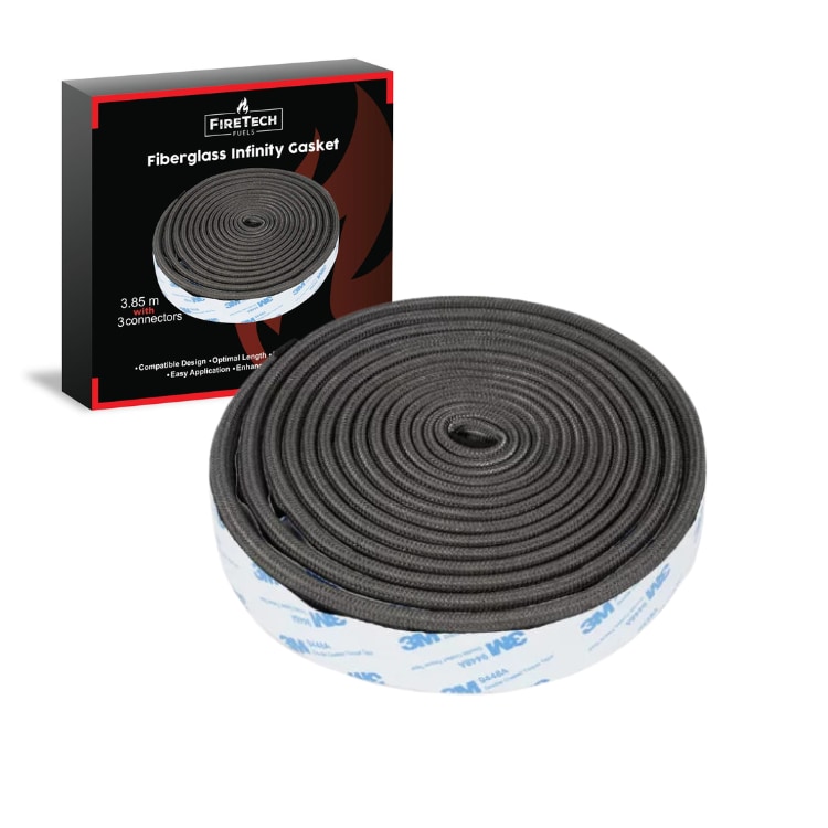 FireTech Fiberglass Infinity Vilt – Universele Kamado Pakking (3,85m x 3cm) met 3 Connectors – Geschikt voor Alle Kamado Barbecues - Glasvezel