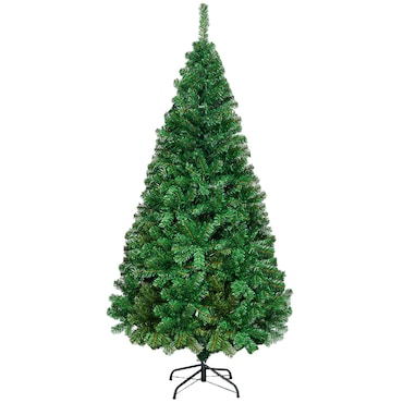 COSTWAY Árvore de Natal artificial de 180 cm com suporte metálico, agulhas de PVC, árvore artificial ideal para a sua casa