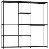 thumbnail of HOMCOM armario de ropa, perchero, 182x43x185 cm, armario abierto con 8 estantes de tela, barras para colgar, marco de metal, negro