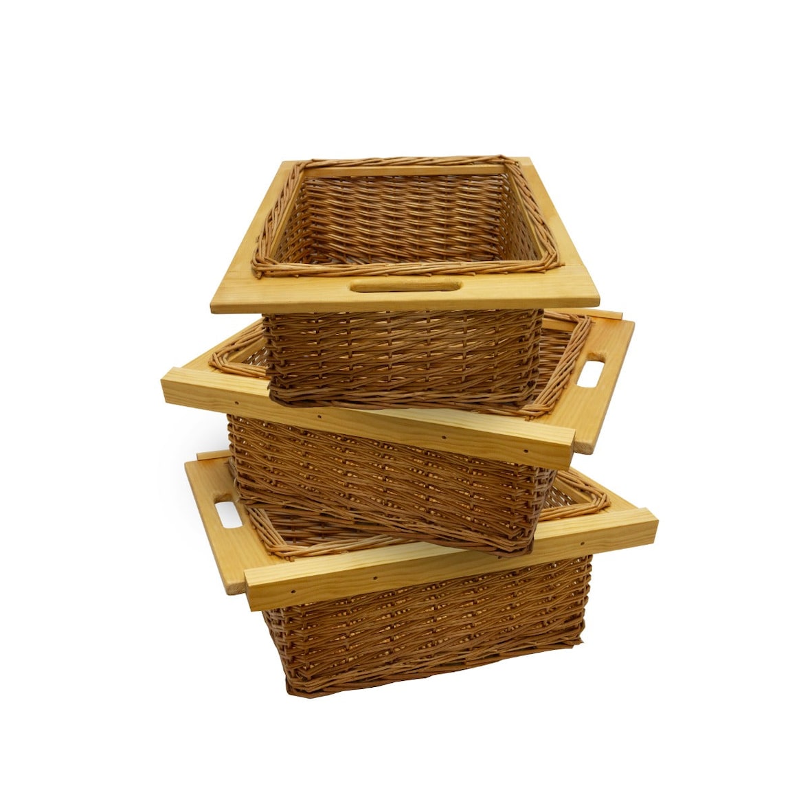 3 x KuKoo Uittrekbare Rieten Manden - 500 mm