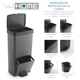 thumbnail of WellHome - Cubo de basura Vertical 70L de 2 Compartimentos (40L + 30L) Antracita