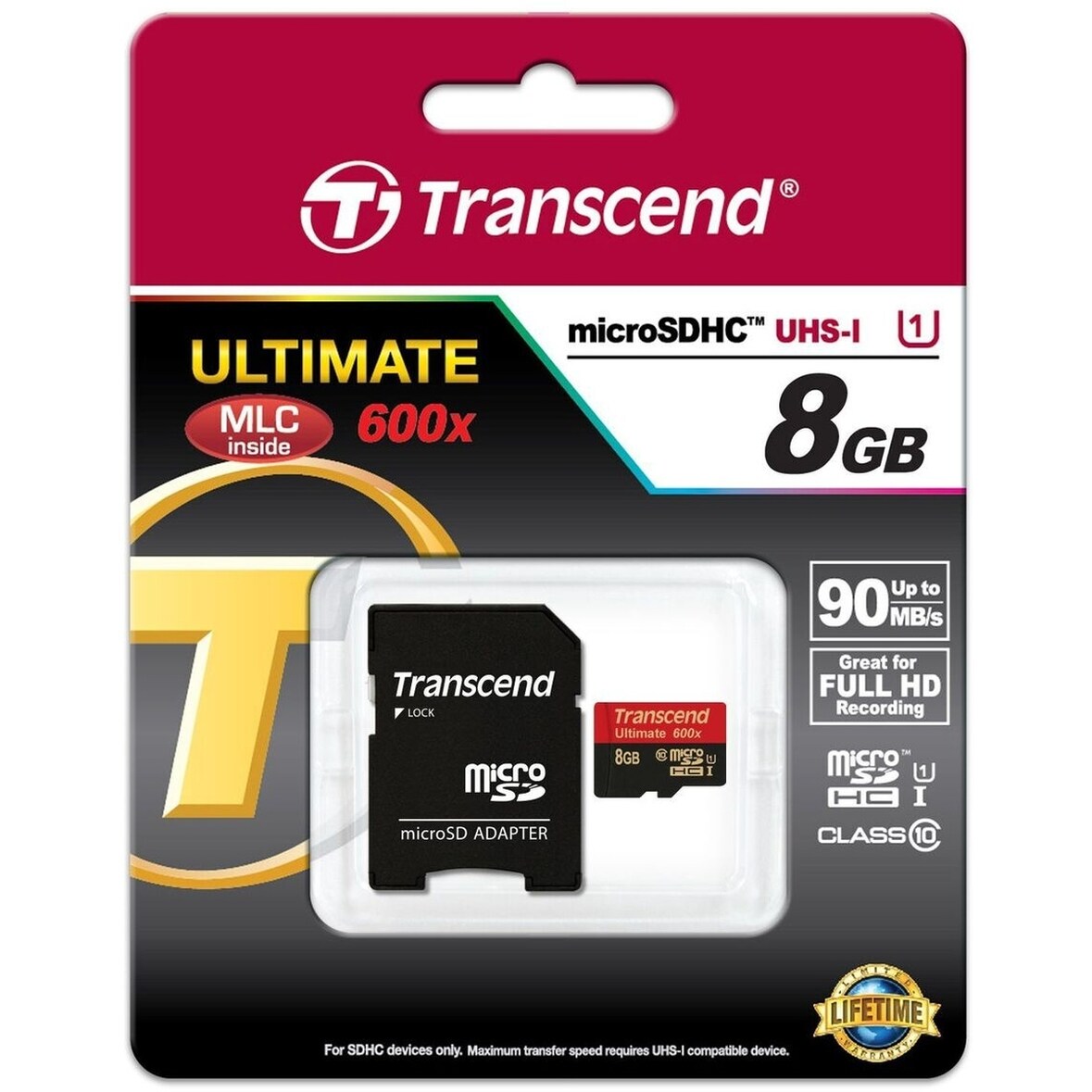 Transcend 8GB microSDHC Class 10 UHS-I + SD-Adapter