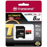thumbnail of Transcend 8GB microSDHC Class 10 UHS-I + SD-Adapter