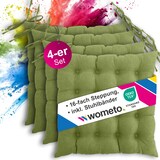 thumbnail of 4er Set Sitzkissen Stuhlkissen 40x40 OEKO-TEX  - grün grasgrün Sitzauflage Bank Polster Sitzpolster mit Bändern / Schleife, Indoor / Outdoor