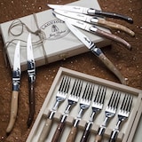 thumbnail of Coffret 6 couteaux laguiole bois mixte (1 modèle aléatoire  -  Marron Autre forme Acier Inoxydable (inox  Jean Dubost 26.00x14.00 cm