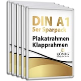 thumbnail of 5 Plakatrahmen DIN A1 | abgerundete Ecken | 25mm Alu Profil, Silber | Bilderrahmen Klapprahmen Wechselrahmen Posterrahmen | 5er Sparpack | Dreifke®