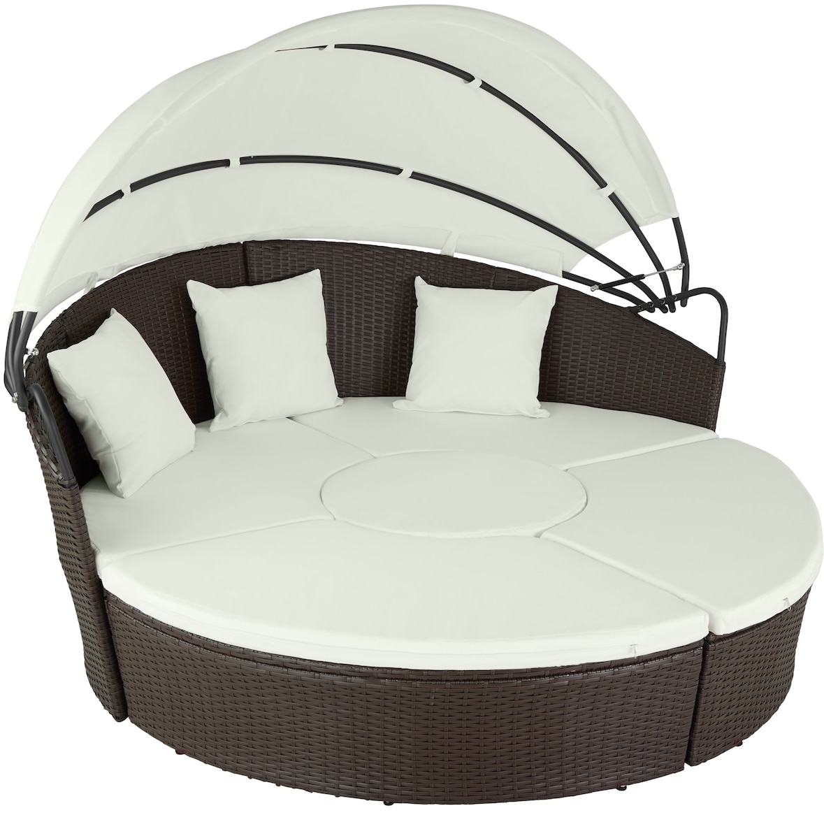 tectake divano prendisole in alluminio e rattan - marrone misto - 403424