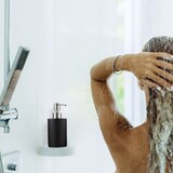 thumbnail of Relaxdays Seifenspender, 180 ml, nachfüllbar, Bad, WC, Küche, Flüssigseifenspender, Polyresin, Edelstahlpumpe, grau