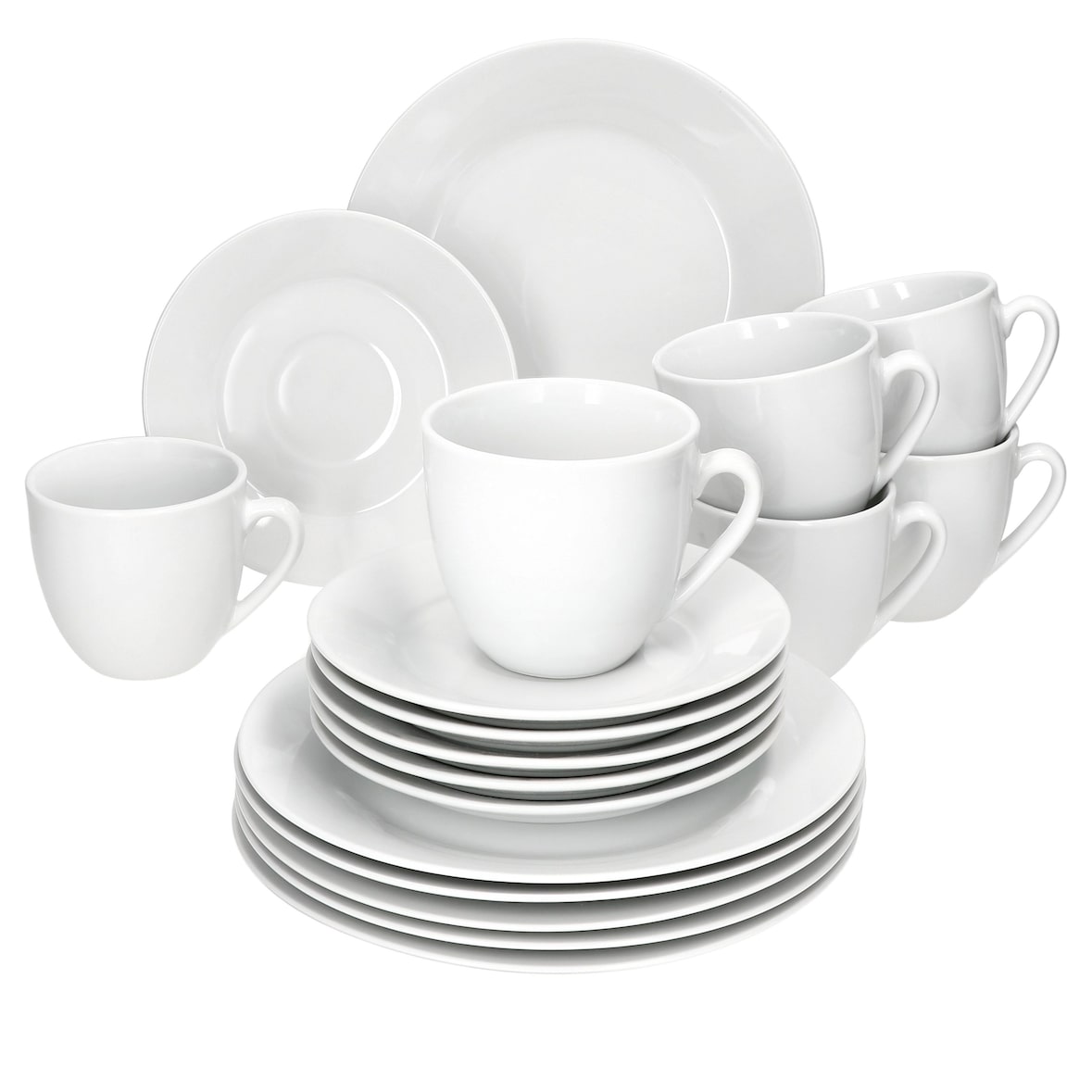 18tlg. Kaffeeservice TOMMY weiß Porzellan für 6 Personen