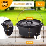 thumbnail of BBQ-Nerd® Dutch Oven "Starter" 3,1L mit Füßen | bereits eingebrannt | Gusseisen Feuertopf, Bräter mit Deckel inkl. Deckelheber