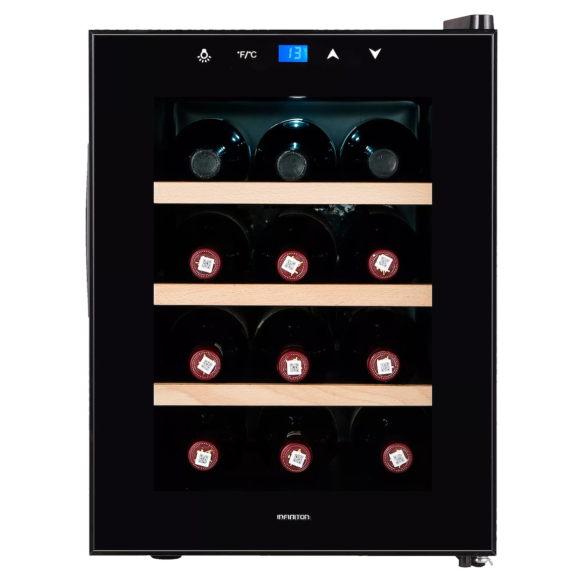 Vinoteca Infiniton WCL-12BF, 12 Botellas, E, 3 Bandejas, Negro