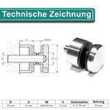 thumbnail of PRIOstahl Glaspunkthalter Glashalter 1 Stück mit M8x40mm Schraube Anschluss: Flach aus Edelstahl V2A