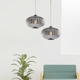 thumbnail of Ginger - Pendelleuchte schwarz, Glas grau verspiegelt mit Streifendekor, Ø30, 1-flammig - BL319-S1-SP