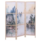 thumbnail of Paravent HWC-O70, Trennwand Sichtschutz Raumtrennung Naturmotive Holz MVG Polyethylen 170x137cm ~ Berge
