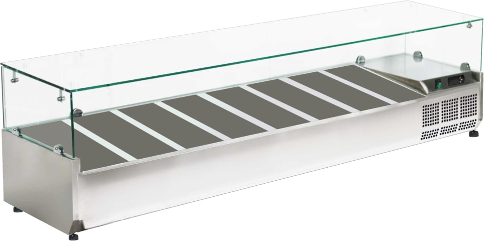 Zutatenkühlschrank mit vitrine für 8 gn 1/4 behälter - 1800x335x440 mm - 160 W 230/1V - 7814180V Eurast