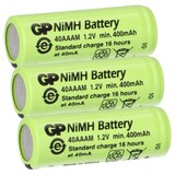 thumbnail of 3x GP Akku 2/3 AAA 1,2V / 400mAh GP40AAAM Micro NiMH Akku Höhe 29,7mm