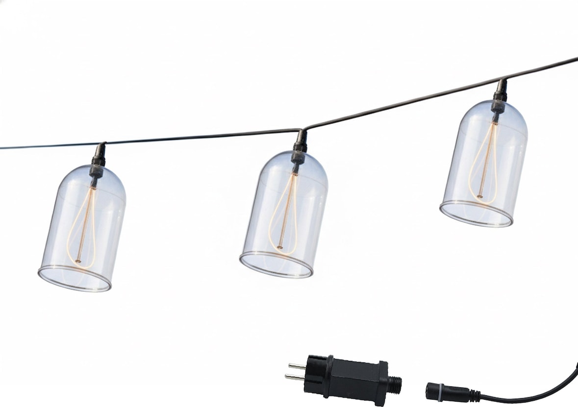 Lumisky Glühfadengirlande, 8 Glocken, 15 m Plastik Transparent