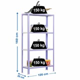 thumbnail of PROREGAL Wohnregal LIVING KOALA METAL mit 4 Fachböden | HxBxT 160x100x30cm | Fachlast 150kg | Lila/Weiß | Standregal Metallregal Lagerregal