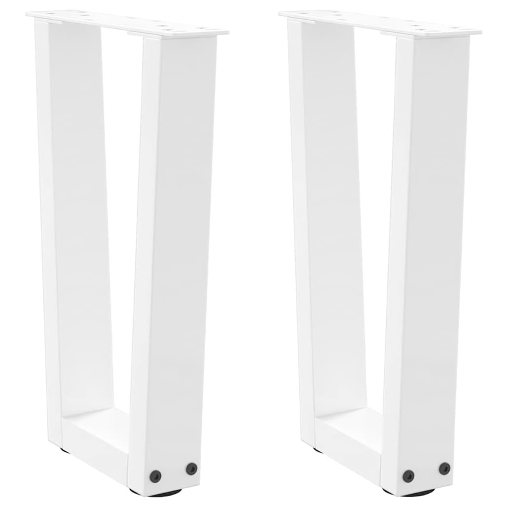 vidaXL Couchtischbeine V-Form 2 Stück Weiß 38x(42-43,3) cm Stahl