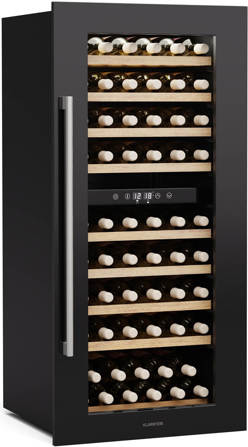 Klarstein Weinkühlschrank Vinsider Duo | 79 Flaschen | 2 Kühlzonen | UV-Schutz | 9 Regale | Touch Schwarz