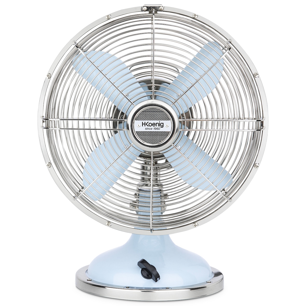H.Koenig Ventilador Azul Claro JOE50. Diseño Silencioso. Pie Antideslizante