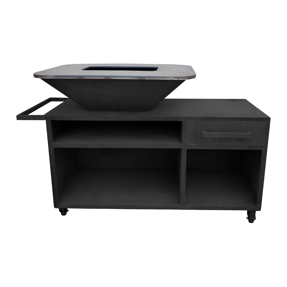 PURLINE Barbecue grande con mobile in acciaio nero con piano cottura e grill EFP56RECT B