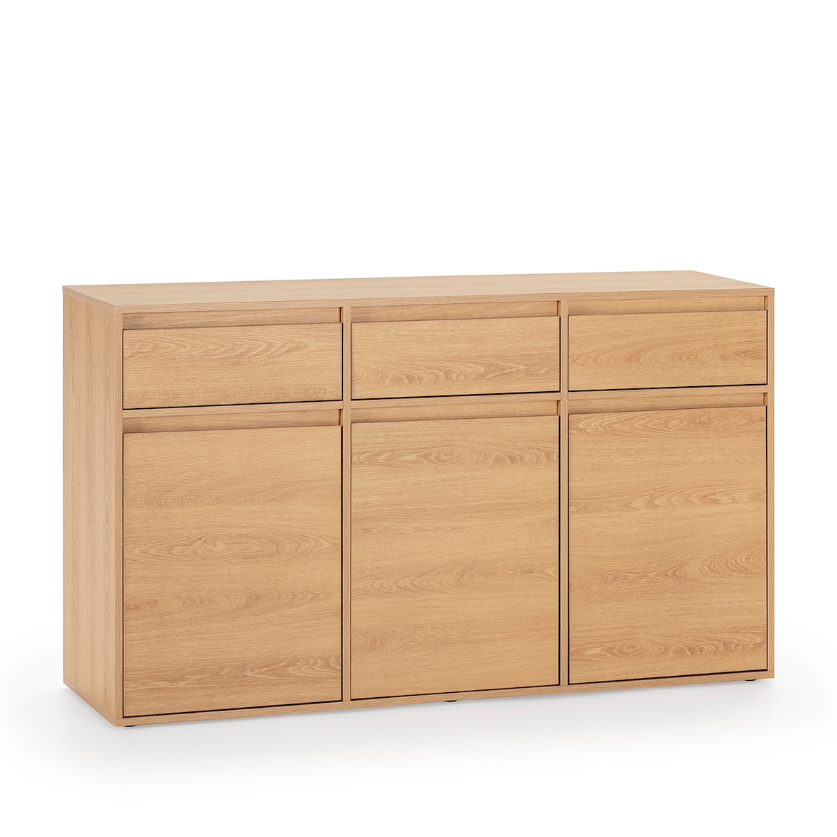 Buffet Tori 3 portes 3 tiroirs, coloris chêne, 140 cm