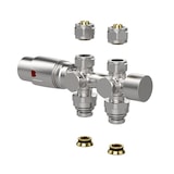 thumbnail of BELVIT Design Heizkörperventil Thermostat Edelstahl gebürstet für Wand- und Bodenanschluss 1/2" PEX 16 x 2mm Konus M30