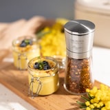 thumbnail of BISETTI - La Spezia, Macina Peperoncino in vetro e acciaio, con macina professionale altamente specializzata, h 14,5 cm,con peperoncino frantumato