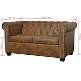 thumbnail of Canapé Chesterfield 2 places cuir artificiel marron  Modèle Ilona
