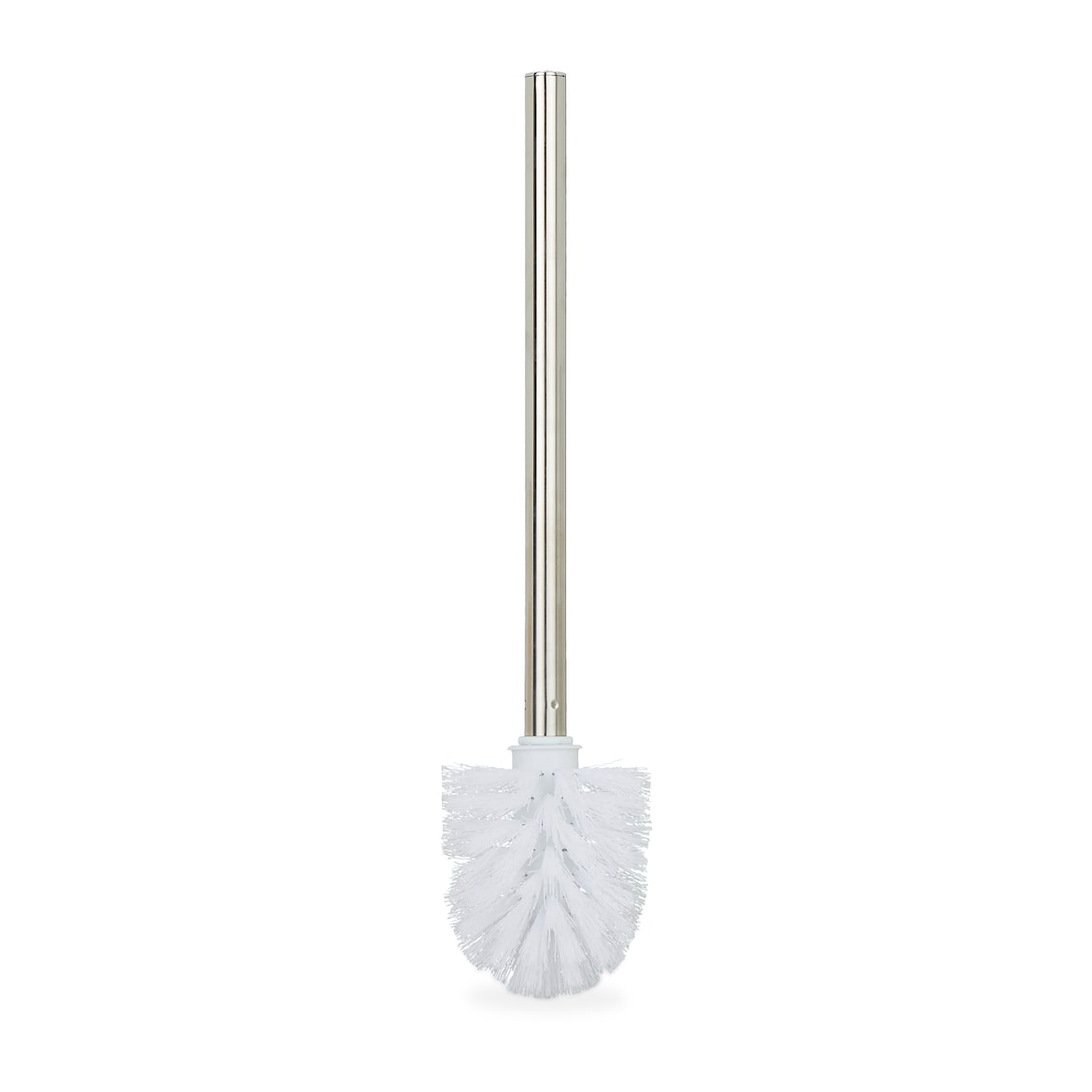 Relaxdays Toilettenbürste, 2er Set, WC-Bürste, Ersatz, abnehmbarer Bürstenkopf, Klobürste Edelstahl, HxD 35 x 8 cm, weiß