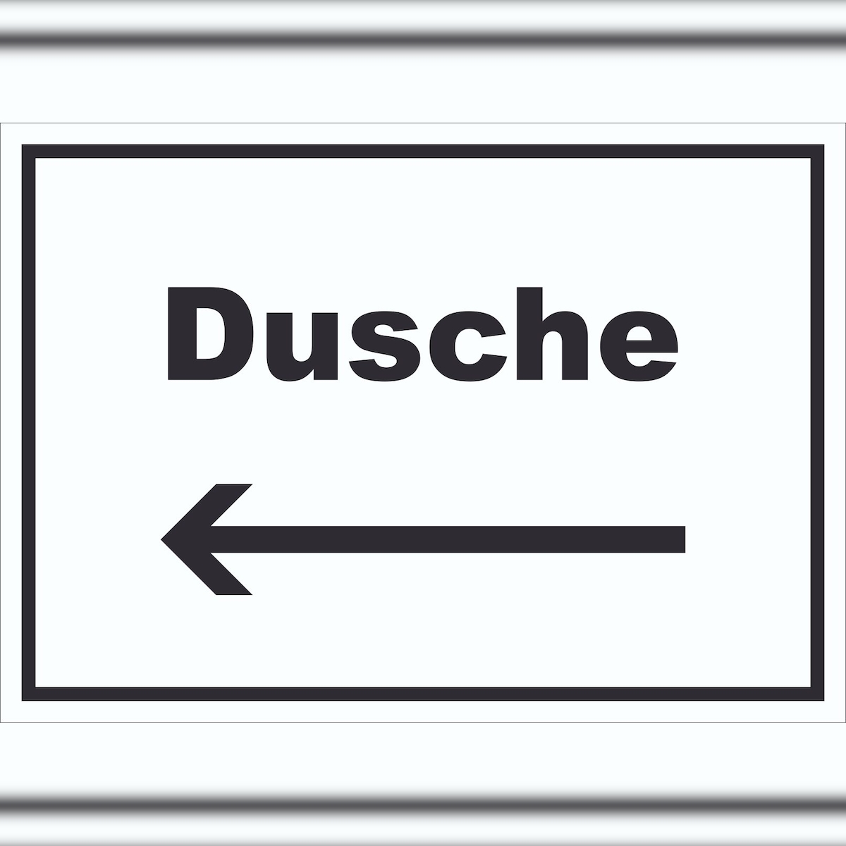 HB-Druck Dusche Schild mit Text und Richtungspfeil links waschen Hygiene waagerecht A3 Rückseite selbstklebend