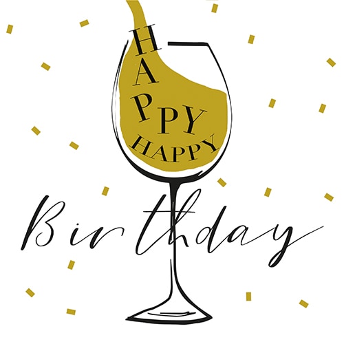 Serviettes, 3 plis pliage ¼ 33 x 33 cm blanc "Happy Birthday" (360 unités) PAPSTAR