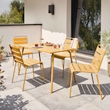 thumbnail of Set di 4 sedie e tavolo da terrazza in metallo, giallo