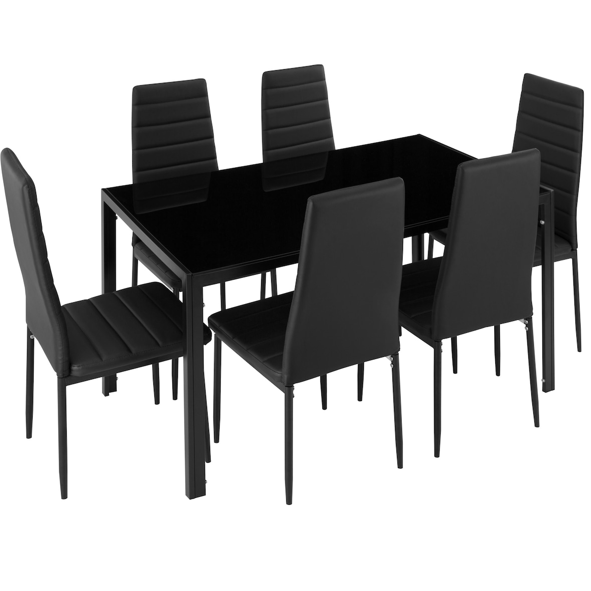 tectake Ensemble table + 6 chaises - noir/noir - 404381