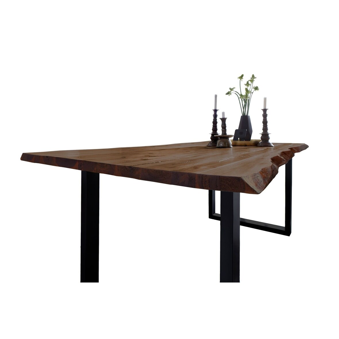 Esstisch Baumkante Massiv Akazie nussbaum 120 x 80 schwarz NIAH