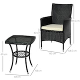 thumbnail of Conjunto de Muebles de Exterior de Ratán 1 Mesa 2 Sillas Estructura Metal Negro