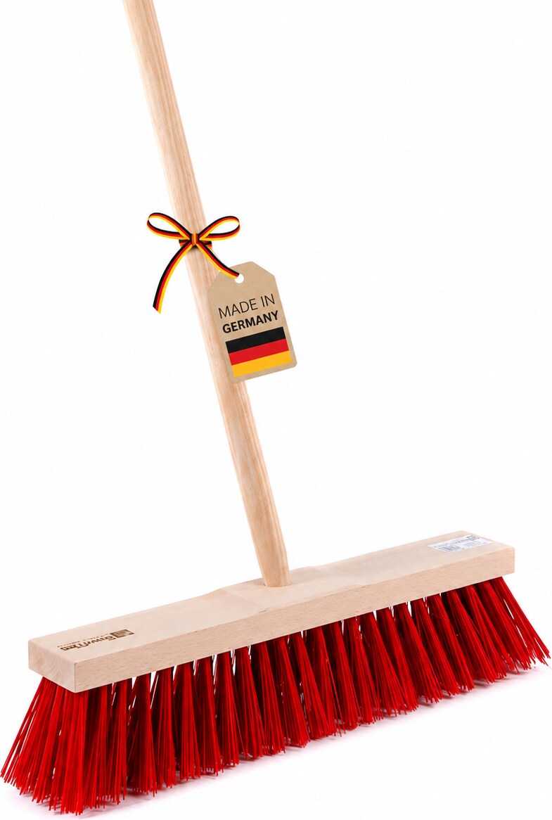 Straßenbesen MAXUS 50cm mit Stiel 160cm Kunststoffborsten rot Strassenschrubber Besenstiel