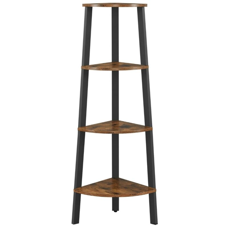 UAC Eckregal, Leiterregal, Standregal, Bücherregal, 4 Ebenen 125 cm vintage, schwarz