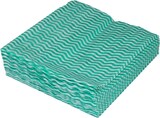 thumbnail of Grüne Welle, Universaltücher mit Textilcharakter, grün-weiß, 55 % Viskose, 45 % Polyester, ca. 25x38 cm, 100 Tücher