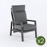 thumbnail of Pacote 2 unidades - Poltrona para jardim reclinável com sistema hidráulico, em alumínio cor antracite e almofadas cinzentas