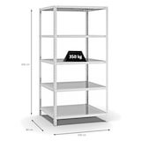 thumbnail of PROREGAL Fachbodenregal Schraubsystem | Grundregal | HxBxT 200x100x80cm | 5 Ebenen | Fachlast 350 kg | Beidseitig nutzbar | Lichtgrau