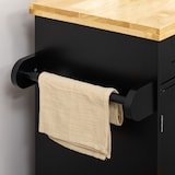 thumbnail of Küchenwagen Servierwagen Schwarz 109x40x89 cm mit Arbeitsplatte Schublade Schrank Gewürzregal Handtuchhalter Rollen und verstellbarem Regal