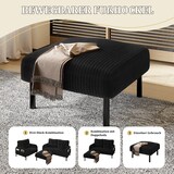 thumbnail of Fußhocker Cordstoff Schwarz 56x51x39 cm mit Metallgestell, weich gepolstert