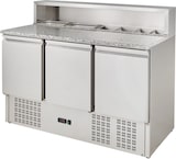 thumbnail of GastroHero Pizzatisch ECO 1365 mit Granit-Arbeitsplatte Kühltisch 3 Türen Pizza Vorbereitungstisch für 8x GN 1/6 Behälter 402L Edelstahl +2 bis +8 °C