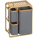 thumbnail of HOMCOM Cesto Portabiancheria con 3 Scomparti in Tessuto e Bambù