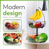 thumbnail of Dayshake Fruttiera con gancio per banana - Cesto rotondo per frutta nero - Etagère a 2 ripiani