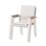 thumbnail of METRO PROFESSIONAL Stapelstoel met teakhouten armleuning, aluminium/synthetische stof, beige