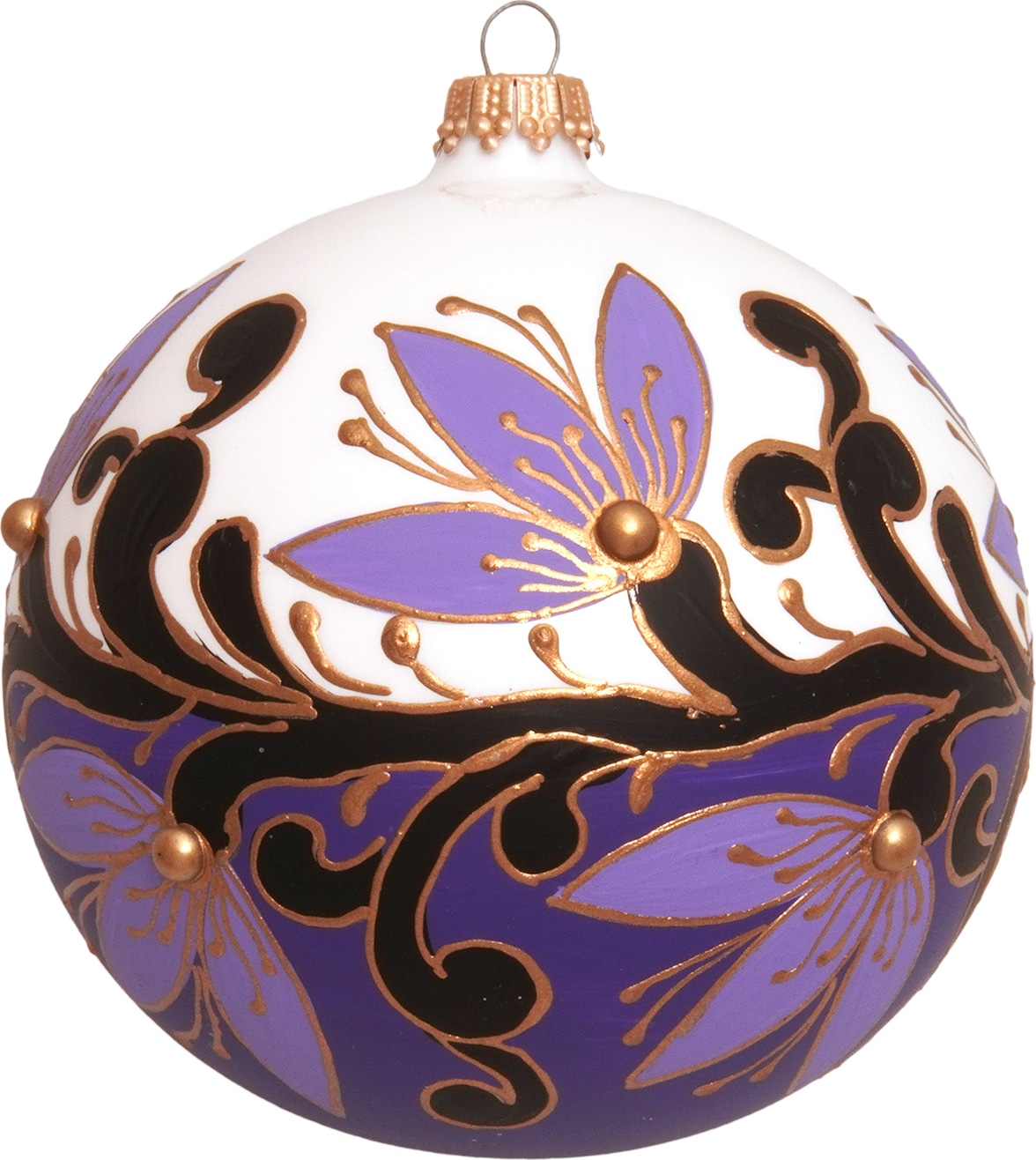 Jugendstilkugel, Weiß & Violet, 10cm